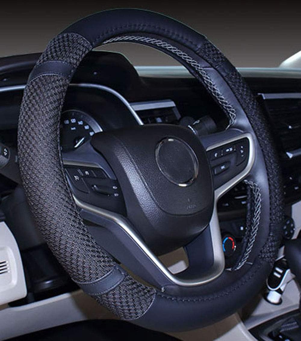 Mayco Bell Microfiber Leather and Viscose Universal Breathable Anti-Slip Odorless Steering Wheel Cover (14.5''-15'',Black)