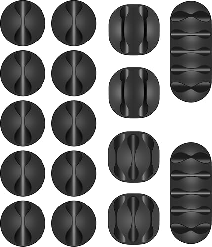 Shintop Clips para cables, paquete de 16 unidades, organizador de cables adhesivos para organizar teléfonos, cargadores, escritorio, mesita de