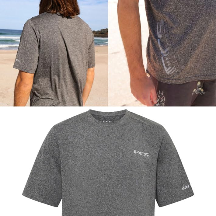 FCS Men's UV Surf Tee - Heather Grey, Medium - In Water Apparel, Short Sleeve Rash Guard for Water Sports Enthusiasts3