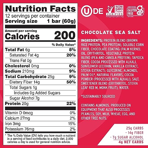 No Cow 0810039121719 High Protein Bars, Chocolate Sea Salt - Healthy Snacks, 20G Vegan Protein thumb #3