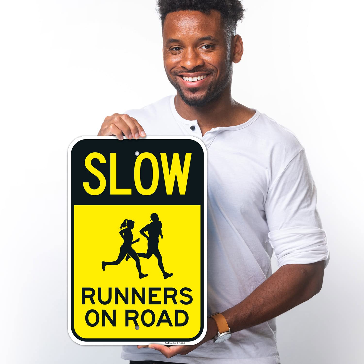 Slow Runners On Road Sign, 12x18 Inches, Rust Free .063 Aluminum, Fade Resistant, Made in USA