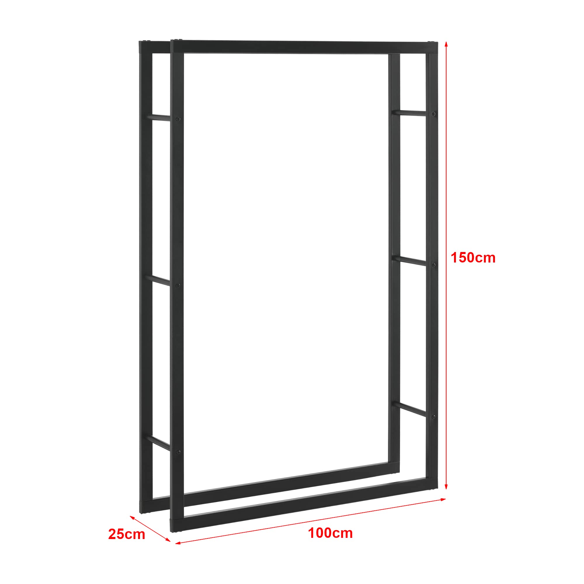Portalegna in Acciaio 100x25x150 cm Nero Supporto Tronchi da Legnaia