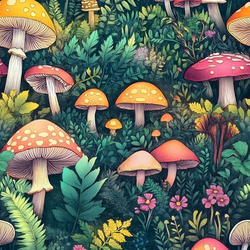 XRUIBZI Mushroom Boho Leaf Green Peel and Stick Wallpaper 17.5" x 393"