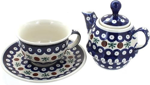 Miniatura 3 de Tetera y taza individuales de cerámica pulida con diseño de mariposa floral y rosa azul
