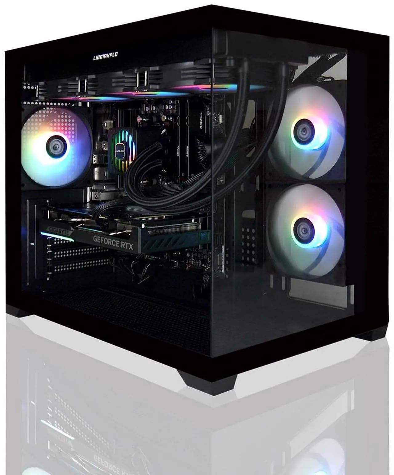 AVGPC Hellfire Gaming PC AMD Ryzen 5 9600X; Radeon RX 9060 XT 16GB VRAM; 32GB DDR RAM; 1 TB NVME M.2 SSD; 360mm AIO Liquid Cooler; ARGB Fans; WiFi/AC ; Dual Chamber Case; Windows 11 Home