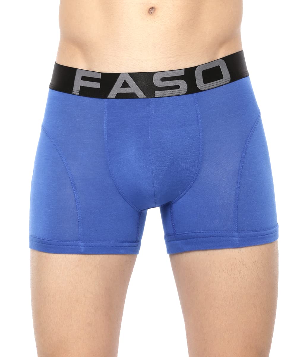 F A S O Men's Trunk Ultra-Soft Stretch Innerwear | Twin Layered Outer Elastic Underwear | Lightweight Regular Fit Trunks
