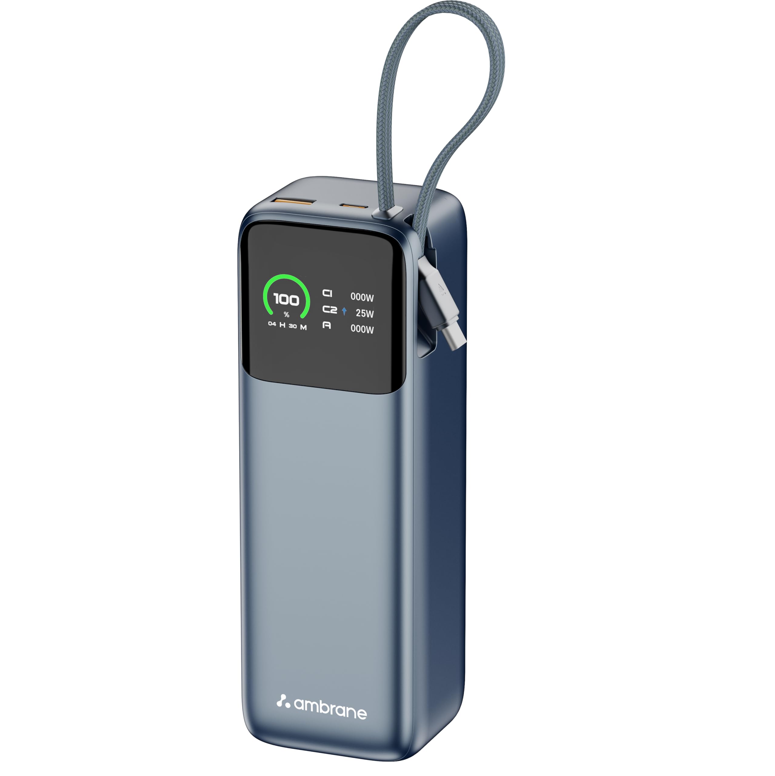 Ambrane 240W Fast Charging Powerbank for MacBook, Type C Laptop & Mobile Charging, USB-A Output 27000mAh Battery, Triple Output, Power Delivery & Quick Charge (Powerlit Ultra 240, Grey)-image-27
