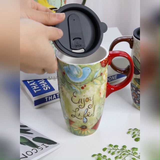 Amazon.com: Topadorn 17 oz Tall Ceramic Latte Mug Coffee Cup with