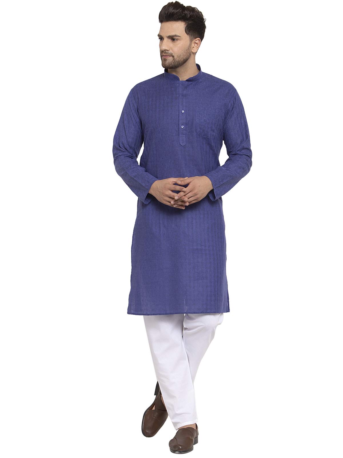 KRAFT INDIAMen's Self Check Woven Design Kurta Pyjama Set