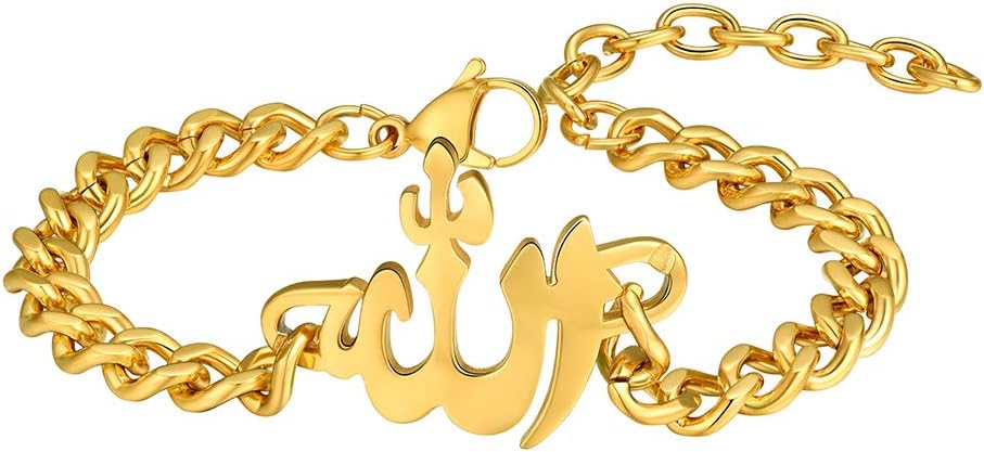 PROSTEEL Allah Bracelet, Muslim Islamic Jewelry Religious Islam Arabic God Charm Stainless Steel Beads Chain Bracelet, fits Wrist from 5.9'' to 7.9'', Come Gift Box