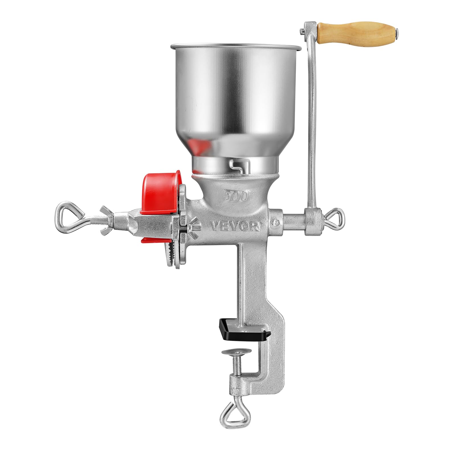 VEVOR Getreidemühle Manuell aus Gusseisen, Handkurbel Kornmühle mit Hohem Trichter & Tischklemme, Malzmühle Kaffeemühle Gewürzmühle für Kaffeebohnen Gewürze Weizen Mais Nüsse, inkl. Staubschutzhaube
