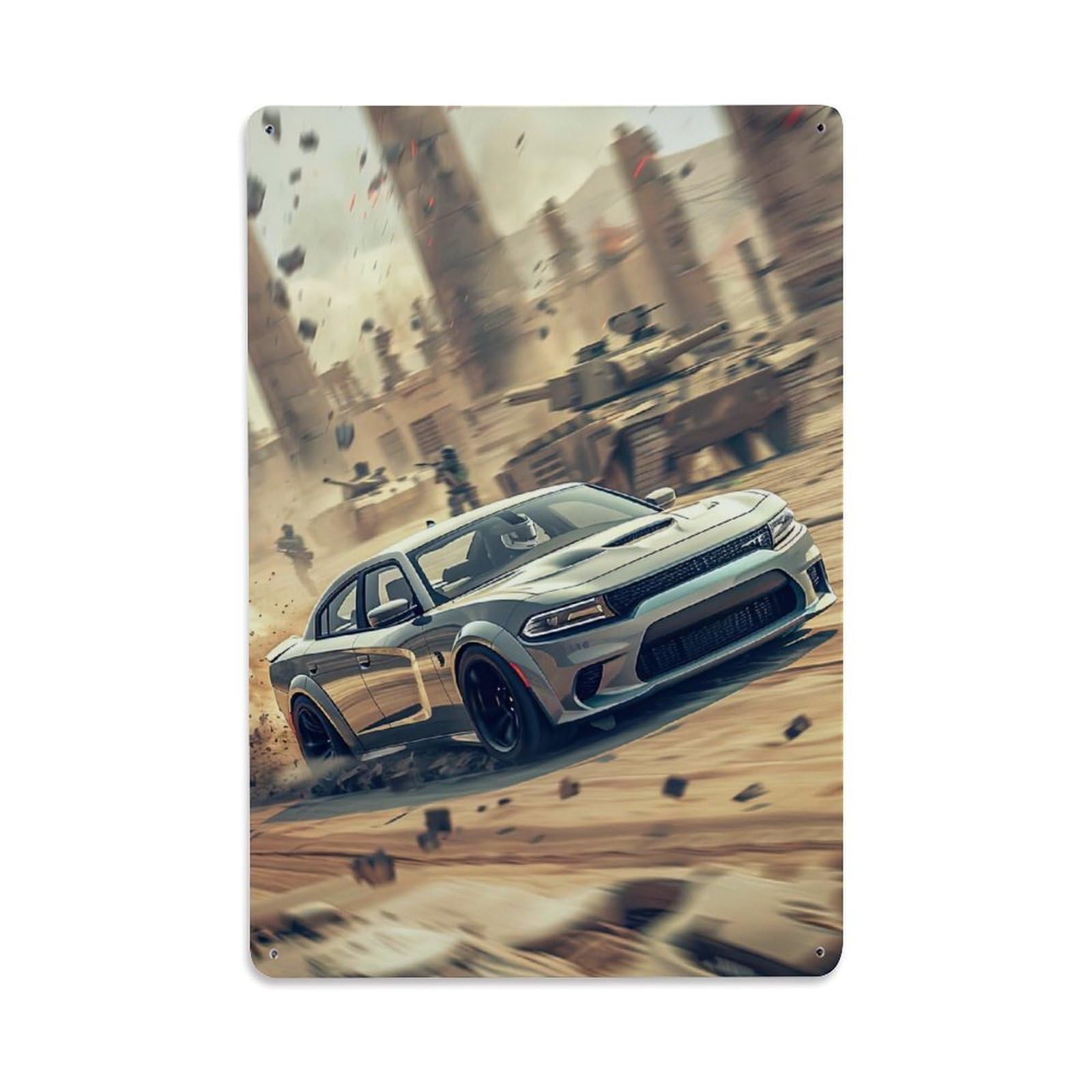 Muscle Car for SRT Hellcat Racing Car Sport Car Metal Tin Sign Plaque Wall Decor for Cafe, Club, Garden Metal Poster 8x12Inch
