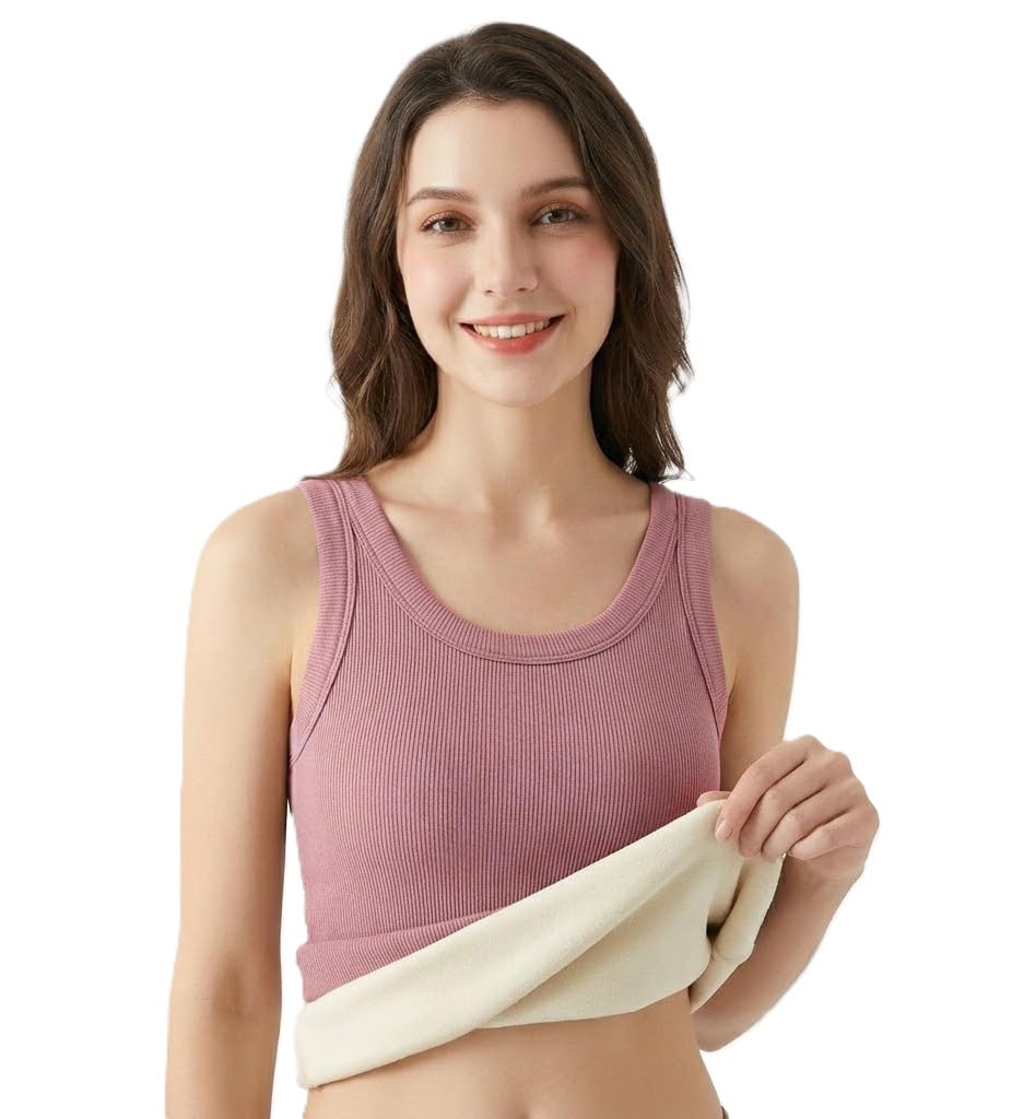 Alexvyan X-Small Pink Sleeveless Thermal Tank Top Womens Fleece