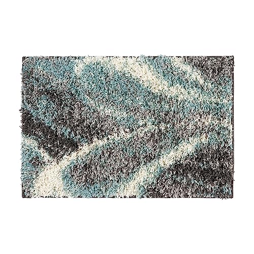 Tapete azul contemporáneo tipo shag 2' x 3' miniatura 2