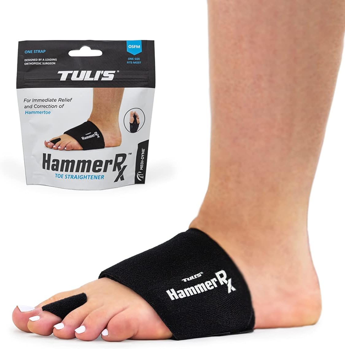 Tuli's HammerRx, Adjustable Hammer Toe Straightener and Corrector for Proper Toe Alignment and Pain Relief, One Size Fits All