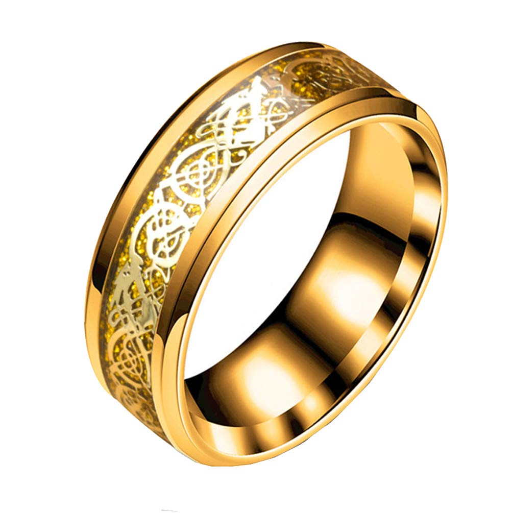 HIJONES Unisex Carbide Fiber Celtic Dragon Spinner Ring Wedding Spins Band