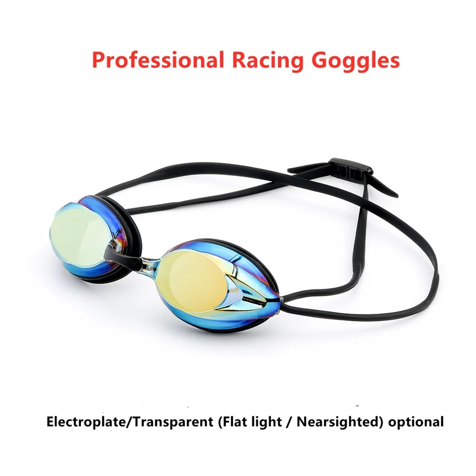 JANSELNOVA Occhialini da nuoto corsa professionali Occhiali bagno unisex con lenti trasparenti placcatura elettrolitica Occhialini da nuoto