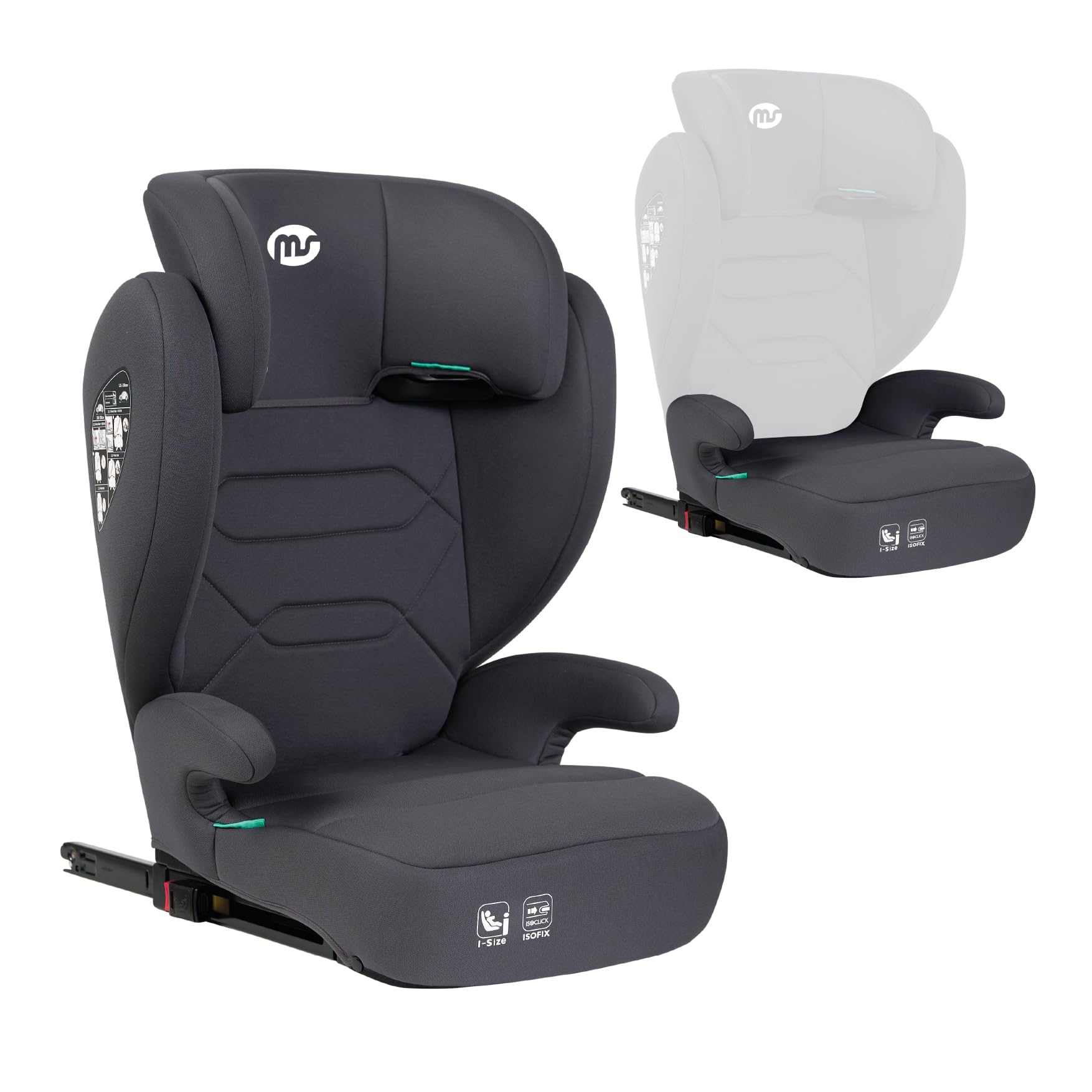 MS BabyWorld – BETA e ALPHA – Seggiolino auto Isofix Gruppo 2/3 e seggiolino rialzato convertibile | 15-36 kg | 100-150 cm | Cintura di sicurezza | Per neonati e bambini piccoli (Alpha Nero)