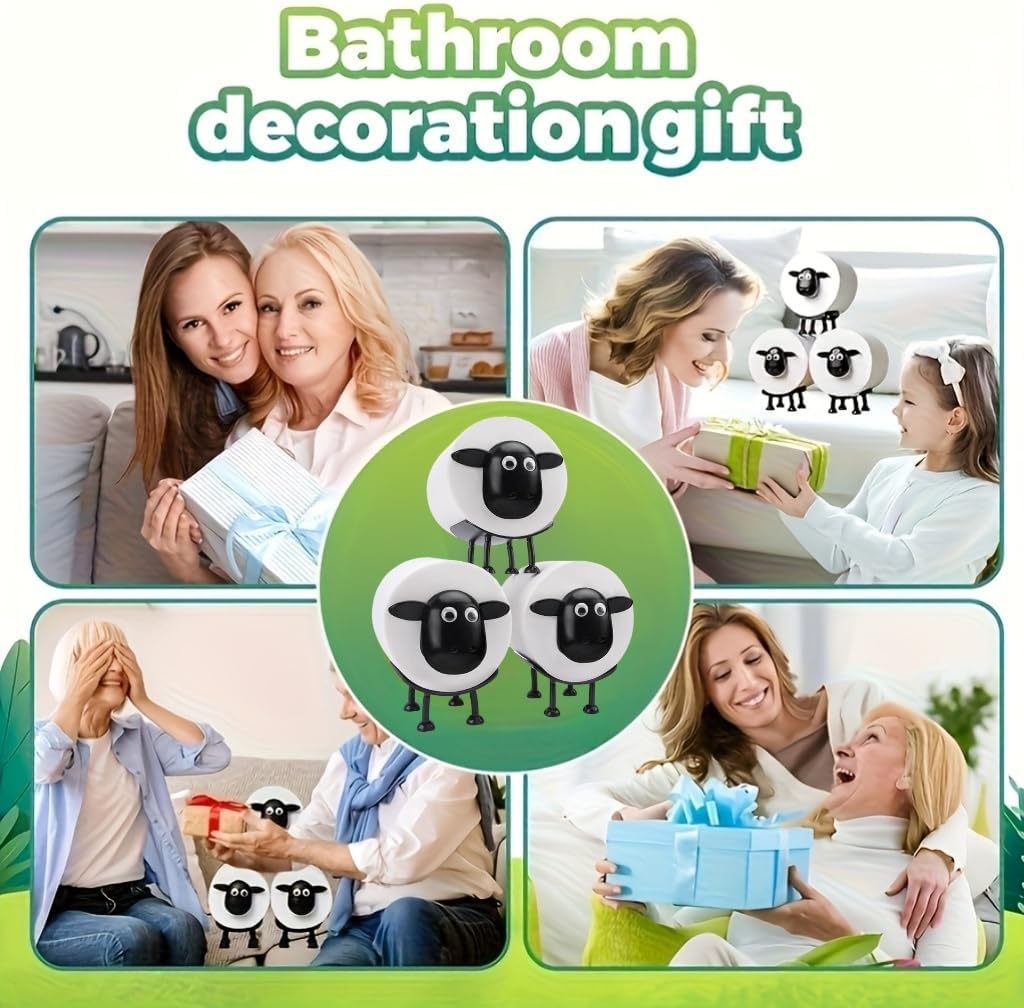 3-Pack Sheep Toilet Roll Holder, Cute Standing Bedroom Bathroom Living Room Office Decor, OPP Packaging Toilet Paper Storage
