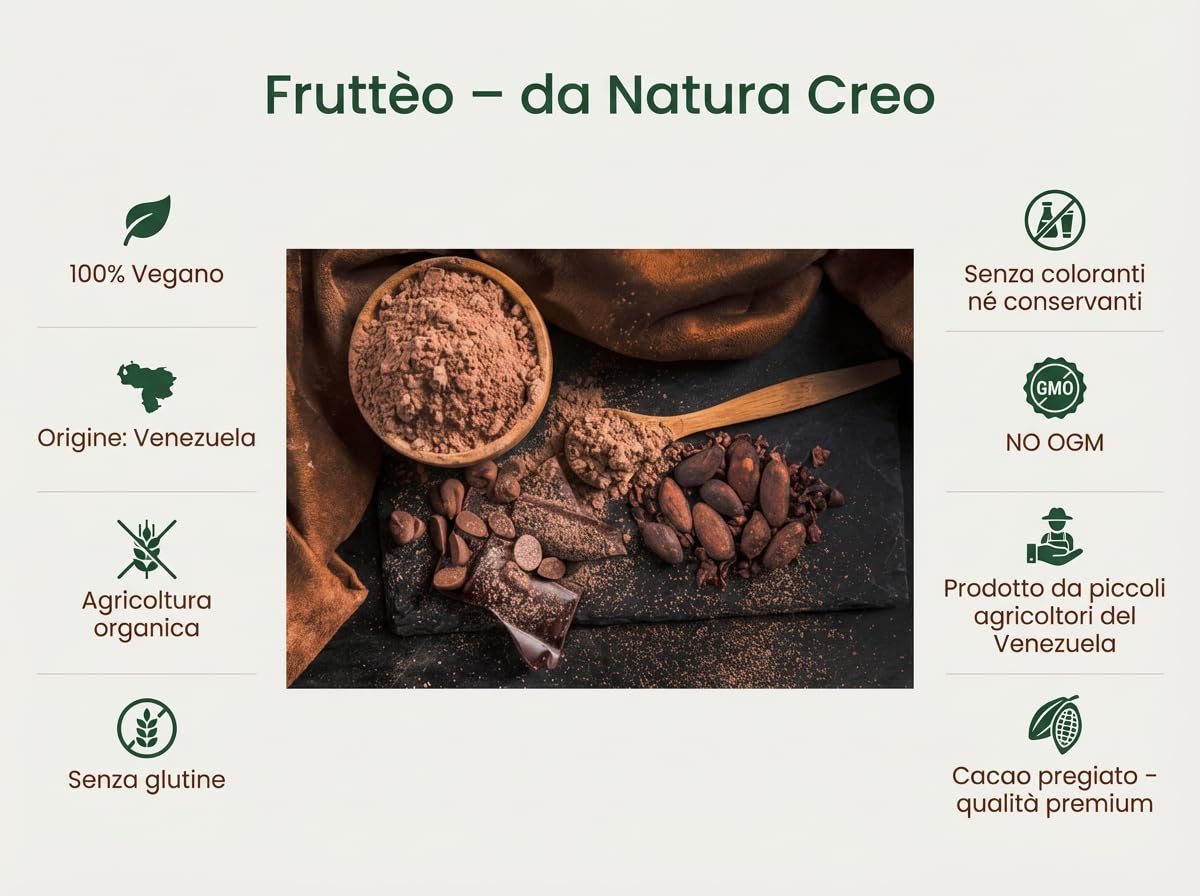 Cacao Amaro in Polvere 1 Kg – Criollo del Venezuela – 100% Puro Senza Zucchero – Gusto Intenso e Corposo – Alcalinizzato – Ideale per Dolci e Cioccolata Calda