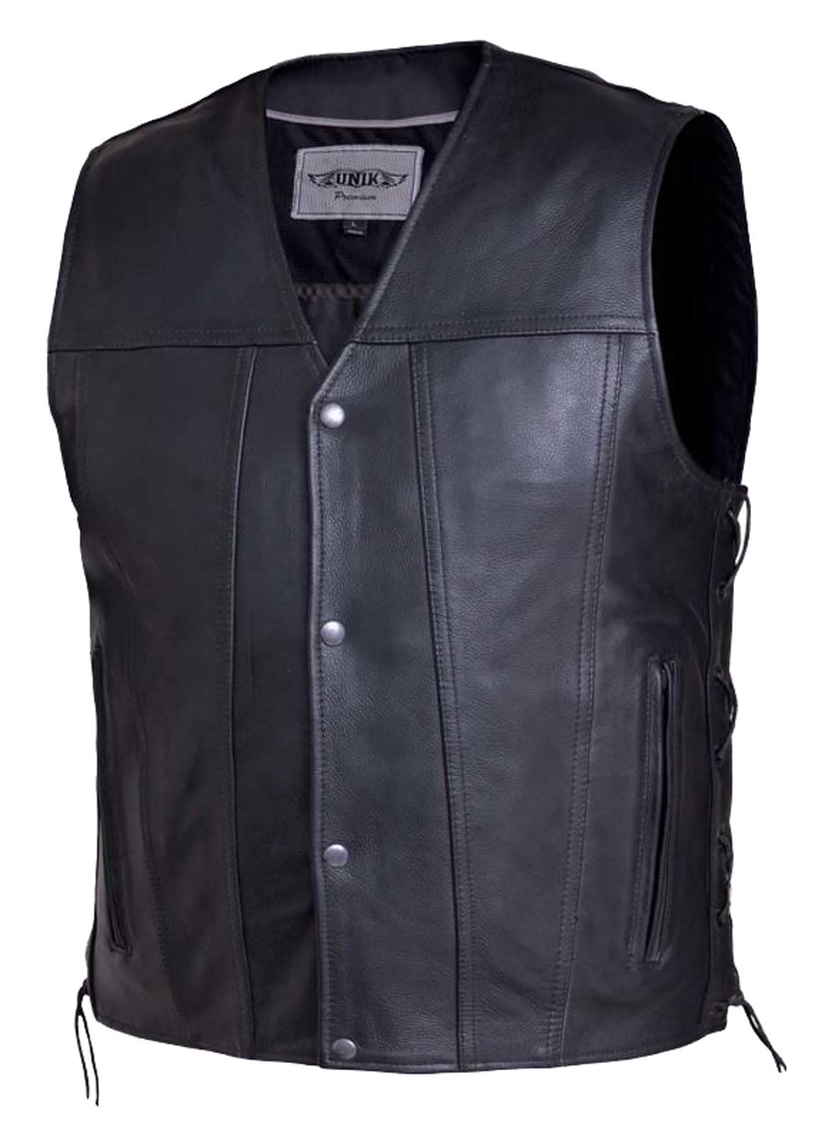 Men's Premium Leather Motorcycle Vest,Black,Size - XL, 2611-00-BLK-XL