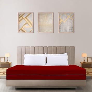 SLEEP-NEST Zipper Fitted Sheet - Brushed Luxury Quality Twin XL 39" x 80" Size 1 Piece Bottom Sheet 6 Inch Deep Mattress Encasement Super Soft Microfiber - Only Fitted Sheet, Burgundy