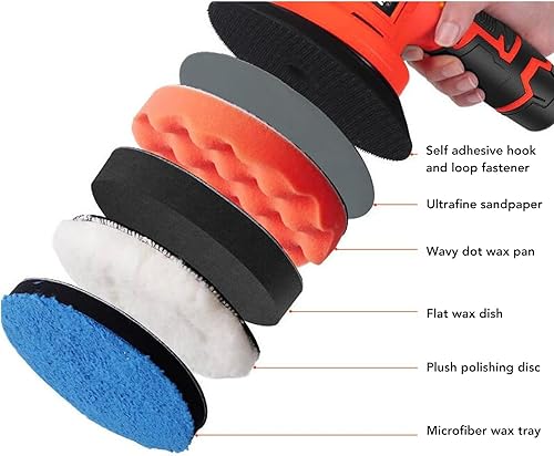 Miniatura 4 de Kit de bocina de amortiguador, pulidor eléctrico de 2500 a 5000 rpm, enchufe de EE. UU., 100-240 V, velocidad variable, pulidora rotativa orbital