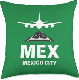 MEX Airport Mexico City Airplane Landing on Runway Throw Pillow