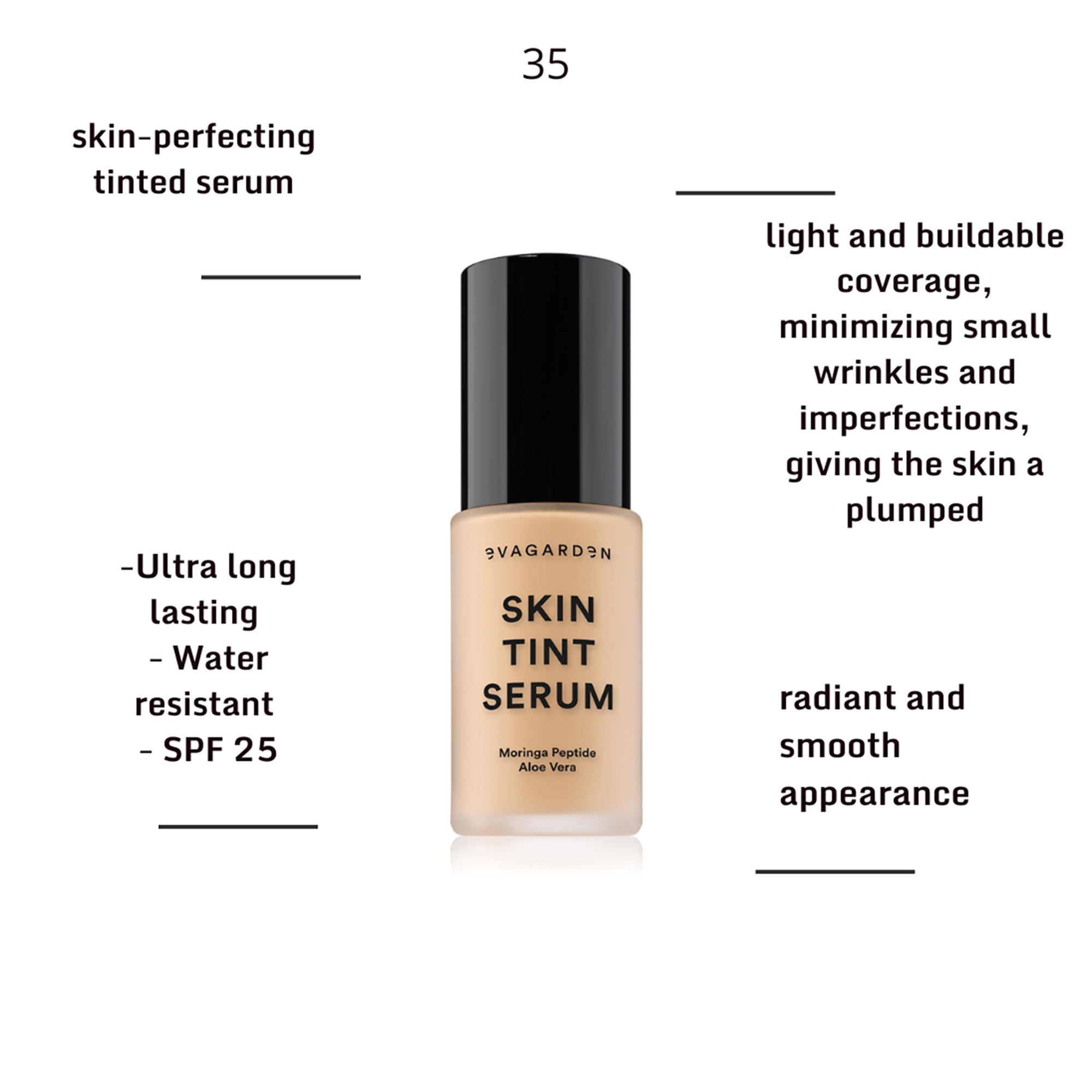 Skin Tint Serum - 35 Toasted by Evagarden for Women - 1 oz Makeup, 30 ml (Pack of 1) - Image 2