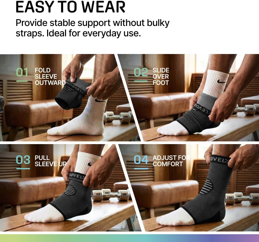Modvel Foot & Ankle Brace Socks for Sprained Ankle Compression Sleeve - Foot Support for Women & Men - Tendonitis & Arthritis Ankle Brace Sports Running, Torn Ligaments & Women Stabilizing Ankle Wrap