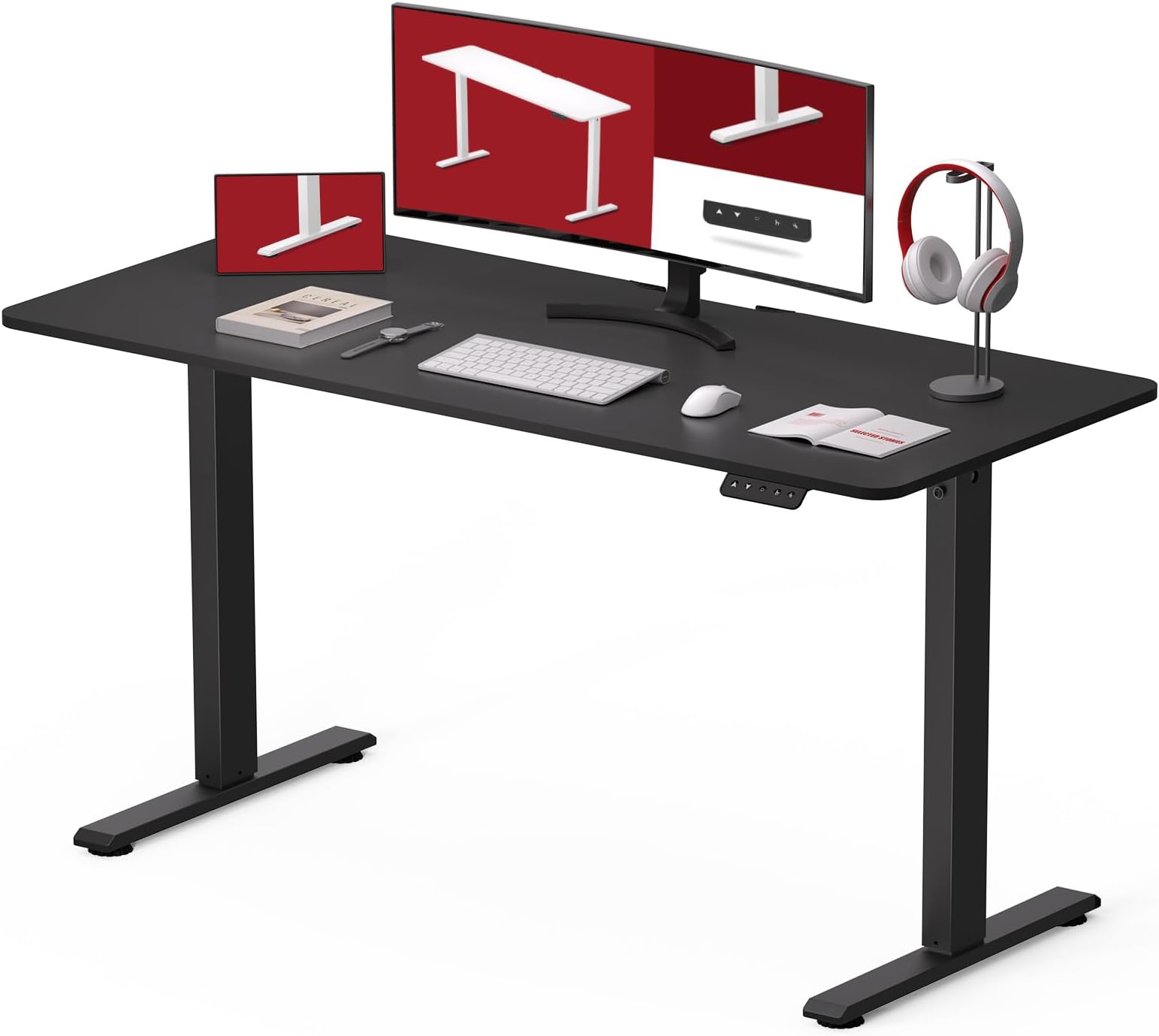 Bureau Assis Debout Électrique, 60 x 140 x (72-120) cm, Réglable en