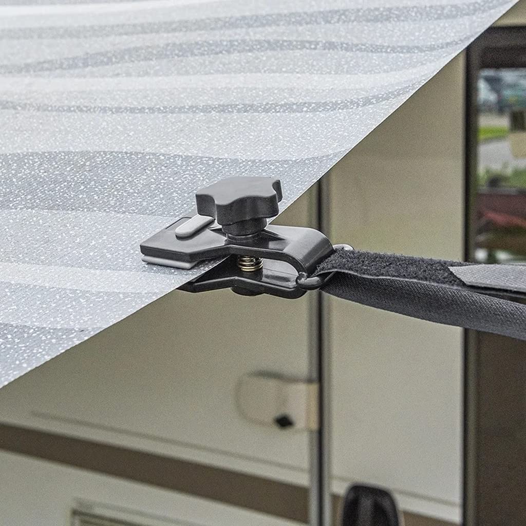 MULTIBROS 2X Markisenklemme Anti-Flatter Set für Wohnwagen & Wohnmobil | Universelle Planen- und Zeltteppich-Clips | UV-stabilisiert | Einfache Installation ohne Werkzeug