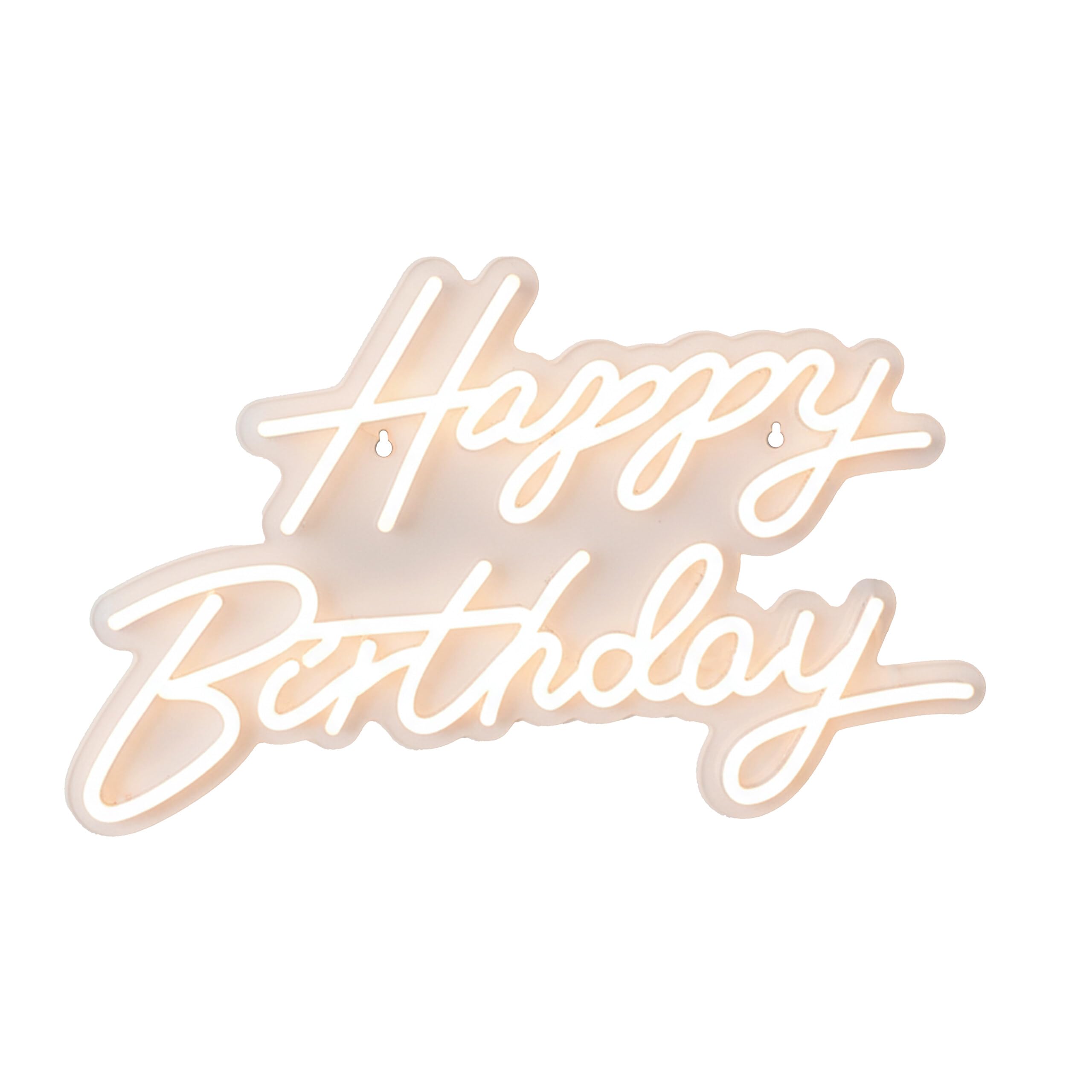 Relaxdays Cartel LED Happy Birthday Decoración Luminosa 28×40 cm Cálido con Cable USB para Colgar