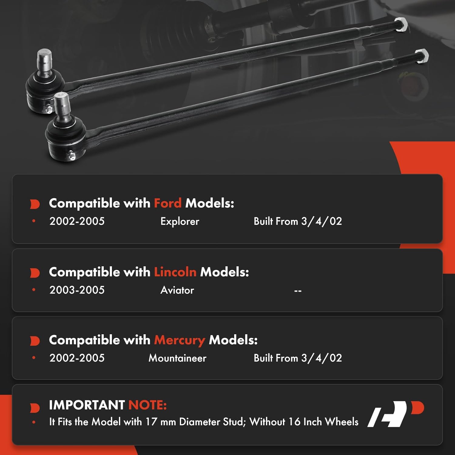 A-Premium 2 x Rear Outer Tie Rod Ends, Compatible with Ford Explorer 2002-2005, Lincoln Aviator 2003-2005, Lincoln Aviator 2003-2005