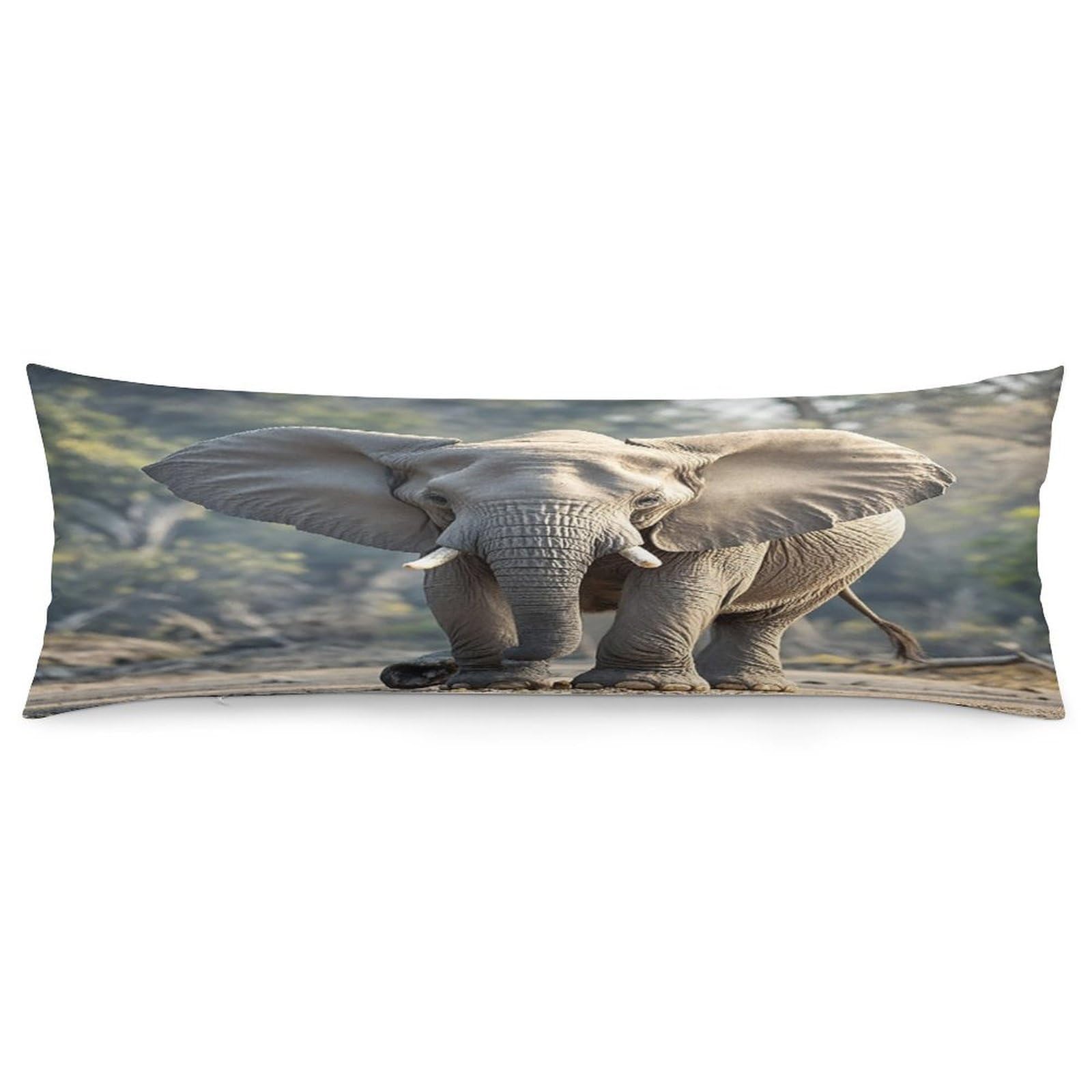 Elephant Body Pillow Cover Long Body Pillow Pillowcase with Hidden Zipper Ultra Soft Polyester Pillow Cases Breathable & Silky Long Pillows Case Cover 19x53 in