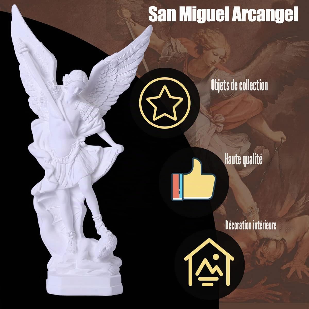 Statue Blanche de l'archange San Miguel de 12,4 Pouces, Statue de Saint Michel en résine, Religion, Figurines de Collection Saint Michel Archange victorieusement sur Satan