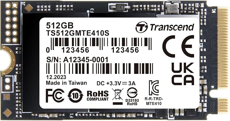 512GB M.2 2242 SSD MTE410S, PCIe Gen4x4 NVMe, Single-Sided Upgrade for Lenovo Legion Go, Steam Deck (with Adapter), Yoga Gen 6, Ultrabooks & Mini PCs (TS512GMTE410S)