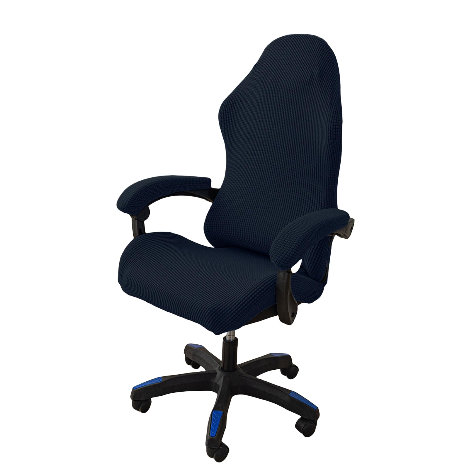 Oqhair Navy Blue Ergonomic Gaming Chair Cover Stretch Jacquard Gaming Chair Slipcover Dustproof Anti Slip With 2 Armrest Covers With Zipper