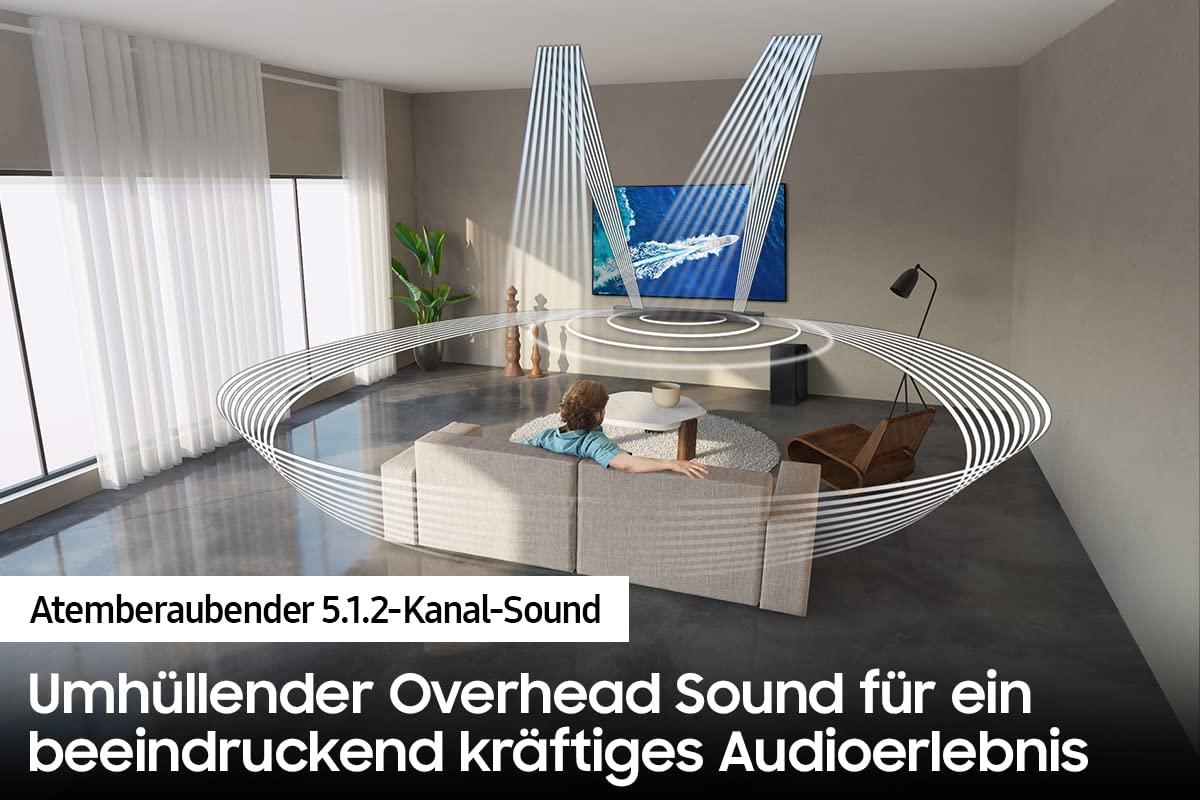 Samsung HW-Q810B 5.1.2-kanałowy głośnik Q-Soundbar (model niemiecki), bezprzewodowy Dolby Atmos/DTS:X, Q-Symphony, SpaceFit Sound 2 [2022]