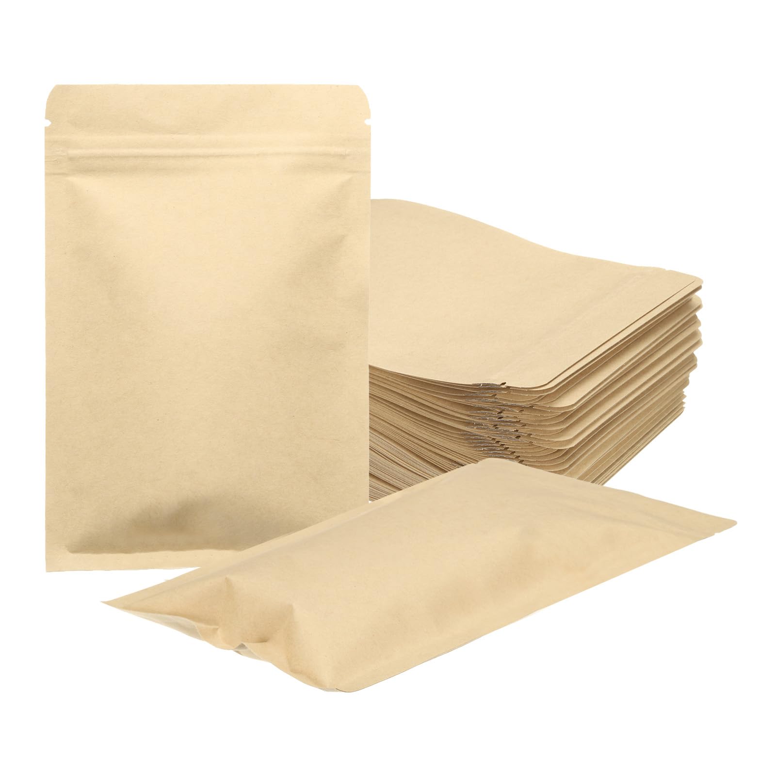 Bolsas de embalaje con cremallera herméticas de papel kraft amarillo para frutos secos 100x