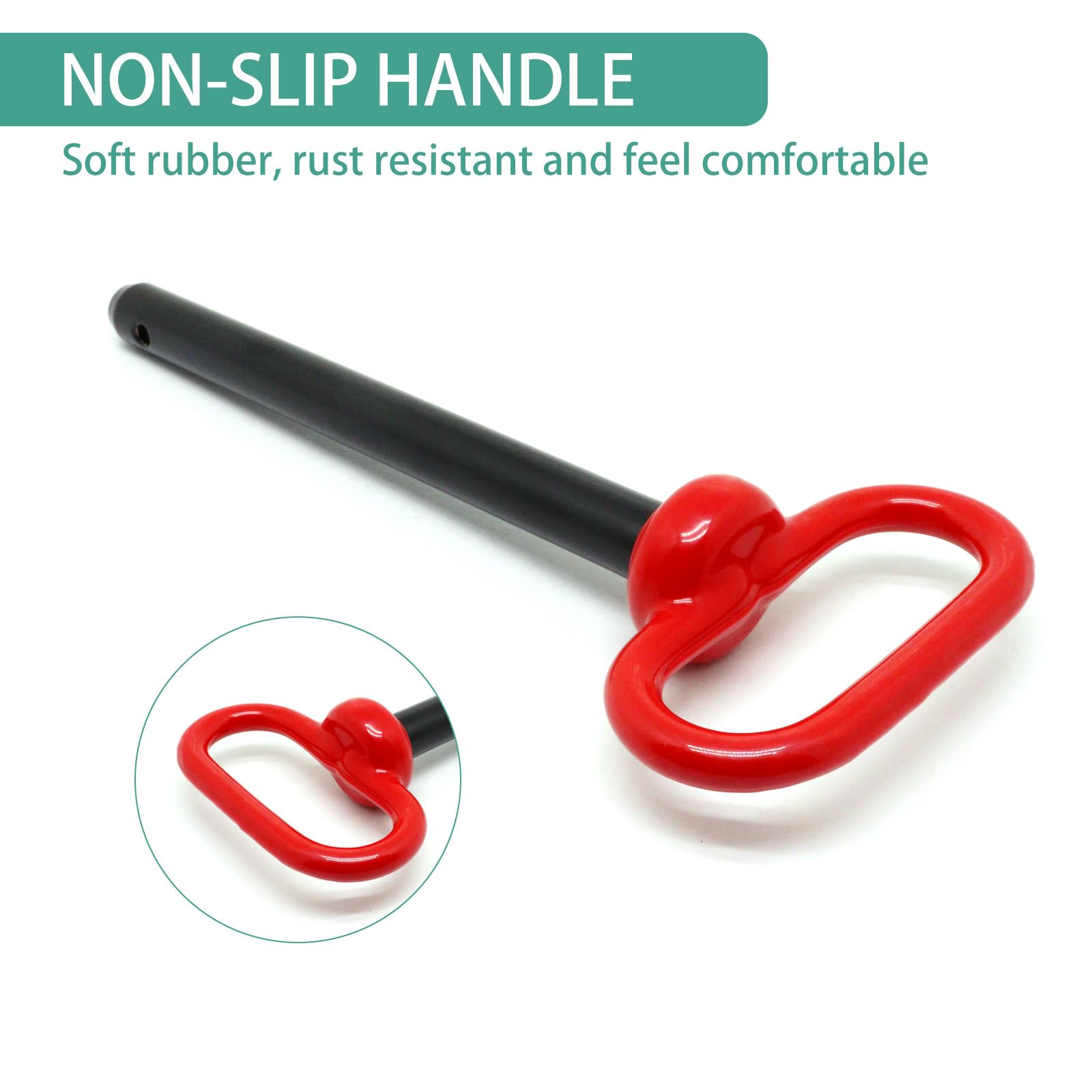 Perno di traino da 5/8 x 5-3/4", 2 perni di traino per rimorchio, perno e clip per gancio di traino per trattore, maniglia rossa, perno per cancello del rimorchio, perni per trattore per