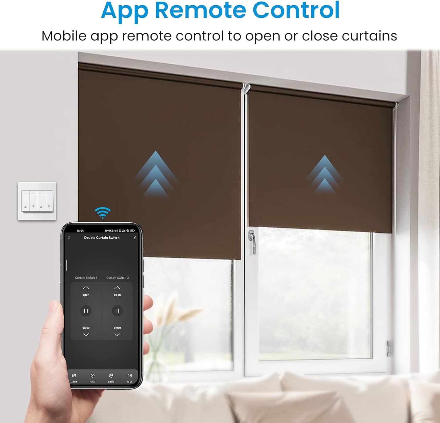 ZMIN Double Curtain Switch Module for Blinds - Roller Shutter Electric Motor Tuya Smart Life Voice Control 1 Pack