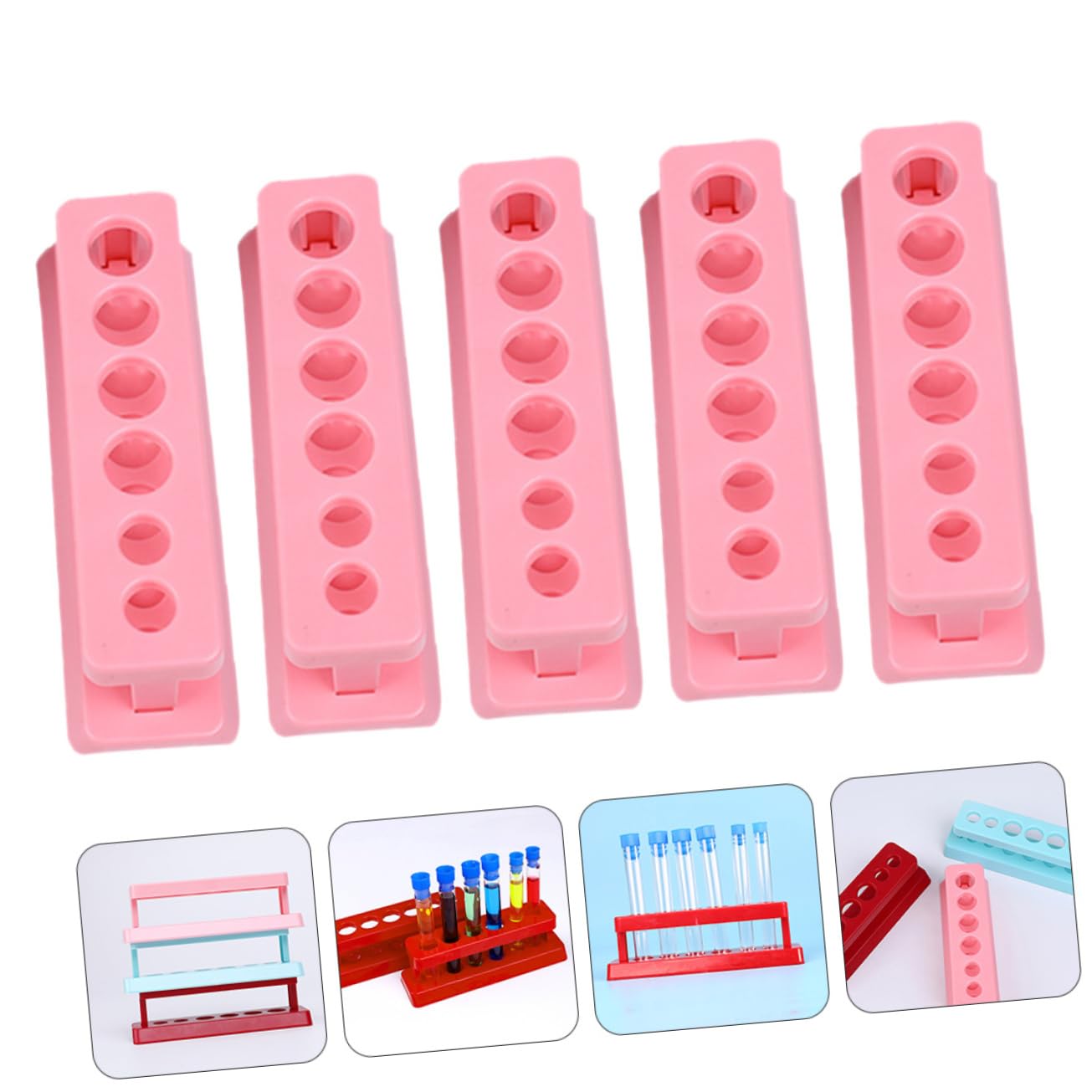 Homoyoyo Test Tube Rack 6 Holes Tube Holder School Teaching Lab Equipment Stylish Random