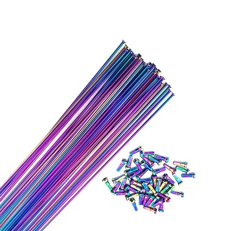 Raggio di Bicicletta Raggi for Bicicletta 2.0 Rotondi J-Bend/Dritti, Colori Arcobaleno, con Raggi Cappuccio in Rame, è Possibile Scegliere Qualsiasi Lunghezza Inferiore a 310 mm