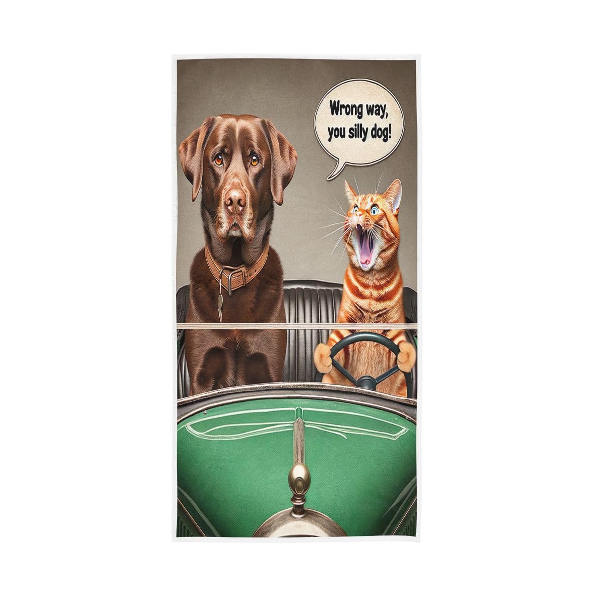 HUYGD Angry Cat Driver Hand Towel, Multipurpose Cotton Hand Towels for Bathroom, Gym, Hotel, Spa 15 x 30 Inches