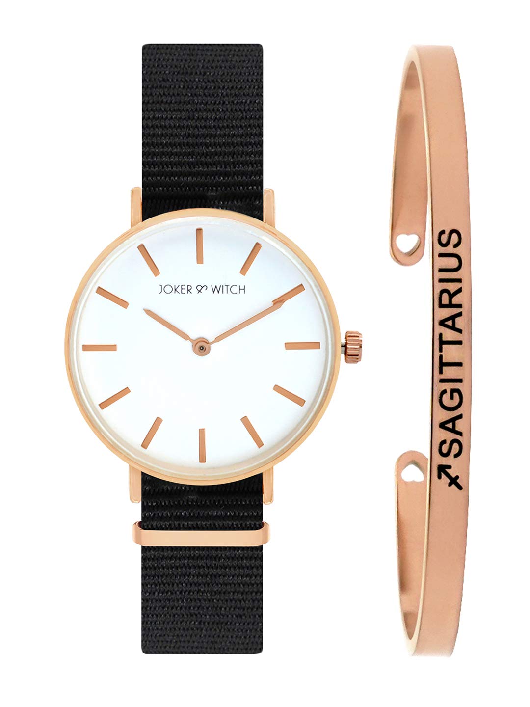 Joker & Witch Nylon Paris Sagittarius Analog Watch Bracelet Gift Set For Women, White Dial, Black Band (B08WPBC3SC) Amazon Price History, Amazon Price Tracker