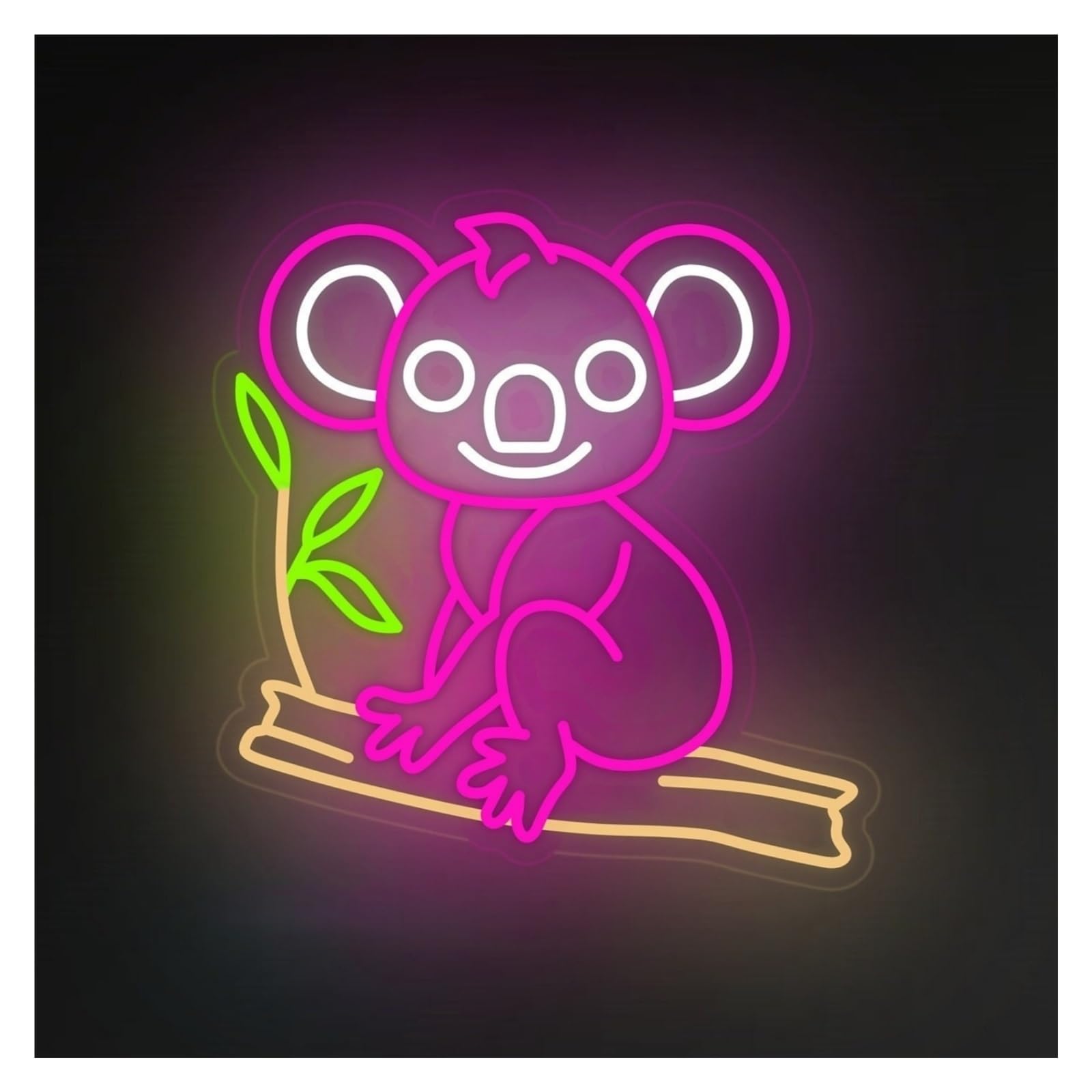 Xenite Rose Red Koala Hanging Art Neon Signs Koala On A Tree Branch Led Light Neon Sign, Suitable For Home Wall Animal Decor 51Cm