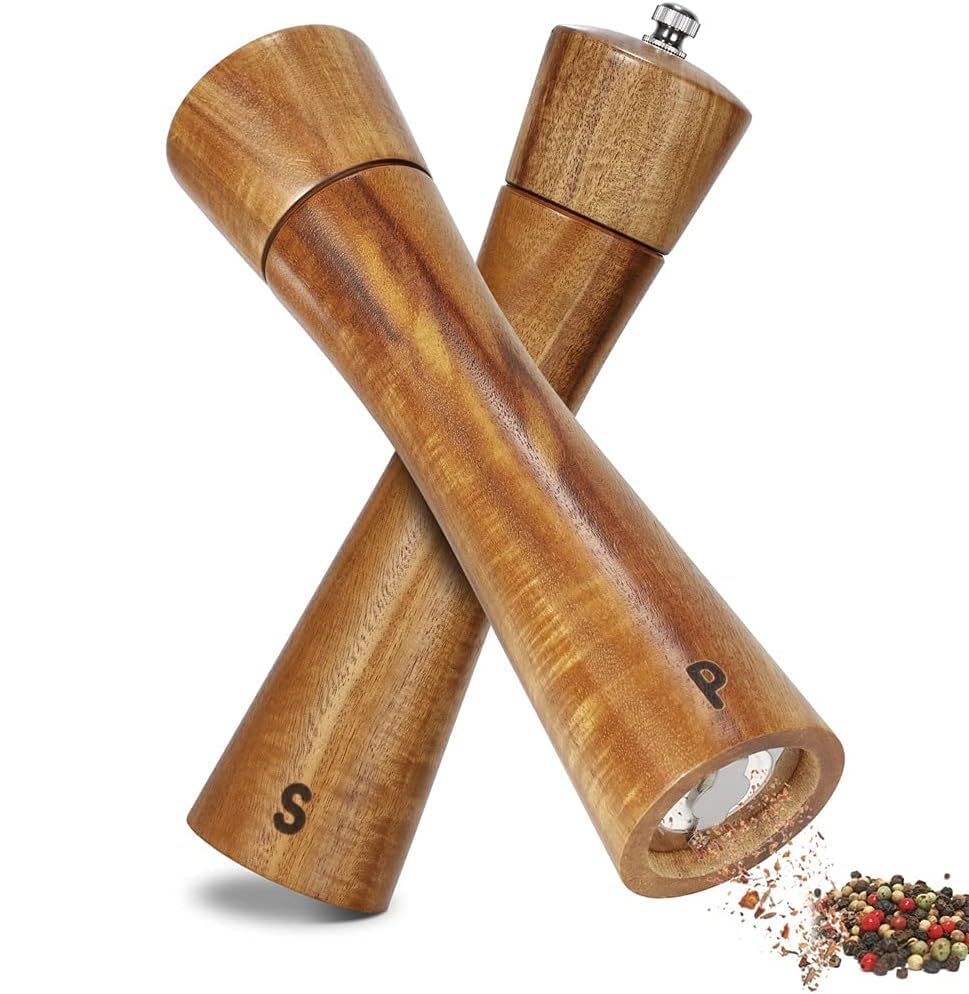Moulins à Sel Et Poivre Design échecs MAITTON - Bois Et Céramique - Hauteur 20 Cm