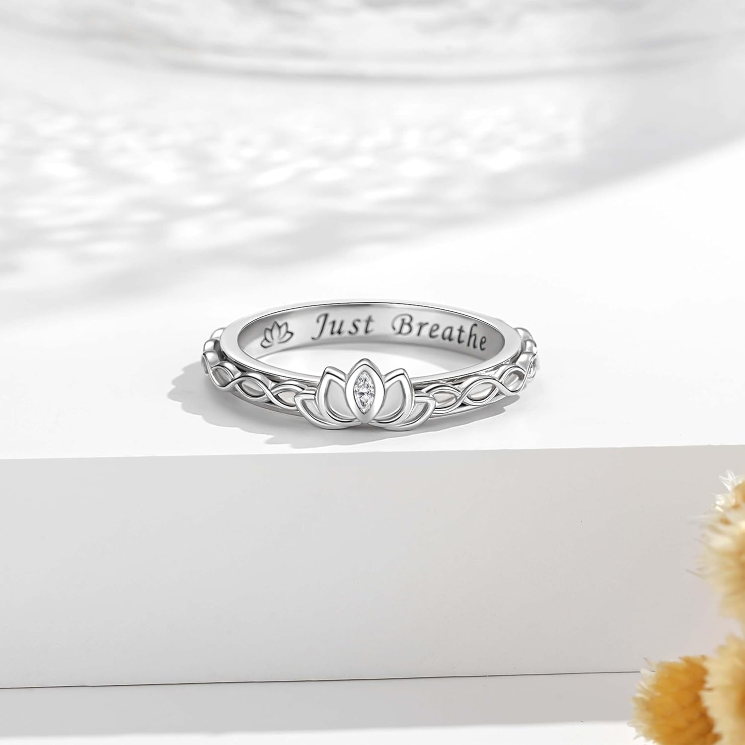 Anxiety Fidget Spinner Ring for Women: 925 Sterling Silver Stress Relief Spin Band Ring for Anxiety Jewelry Birthday Gifts - Image 3