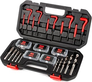 TAILUG Thread Repair Kit, 131-Piece Metric Helicoil Kit in M5 M6 M8 M10 M12 with HSS Drill Bits Taps Threaded Inserts Screw Tap Installation and Tang Break Tool